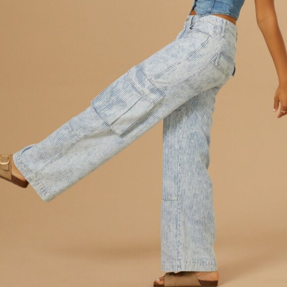 Altar'd State Denim - Altard State Blue Pinstripe Cargo Pants